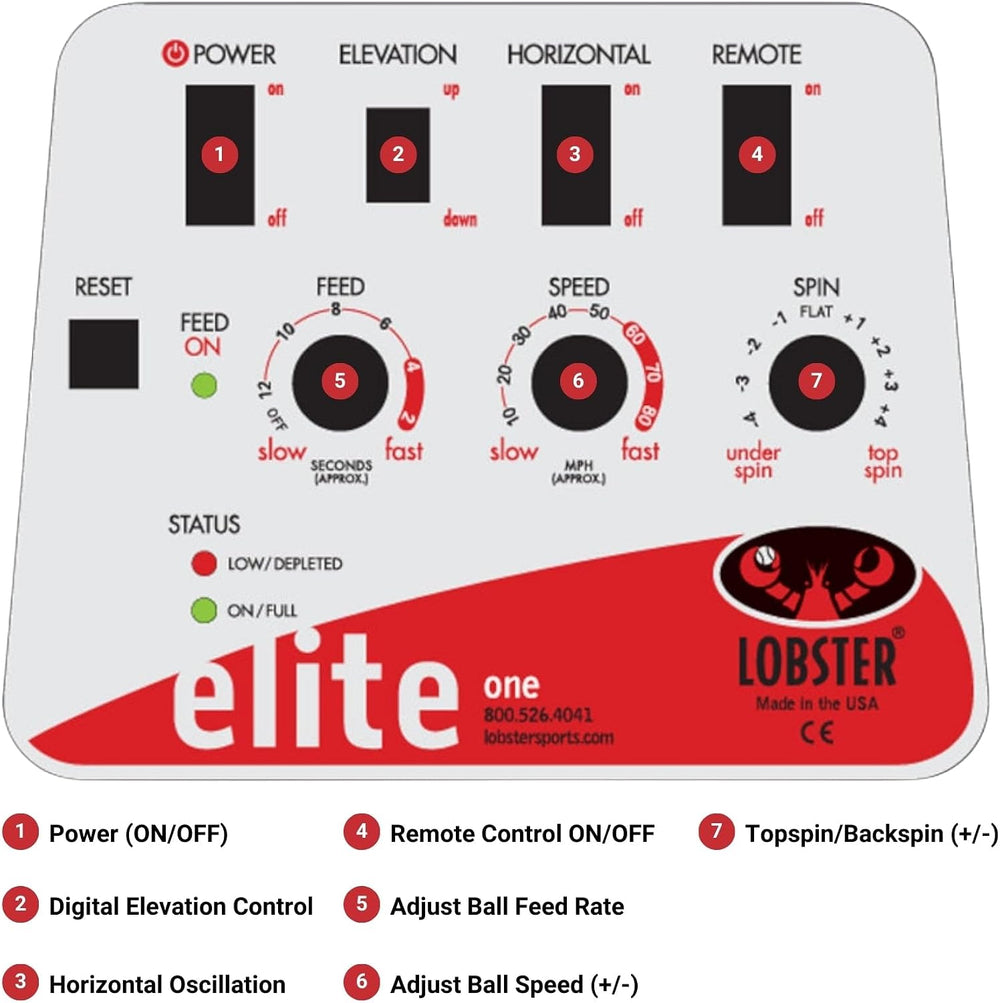 LOBSTER Sports Elite Tennis Ball Machine - Auto Portable Tennis Ball Launcher...