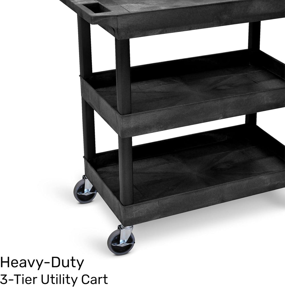 Tubstr 3-Tier Rolling Utility Cart with Wheels | Durable Tool Cart with Locki...