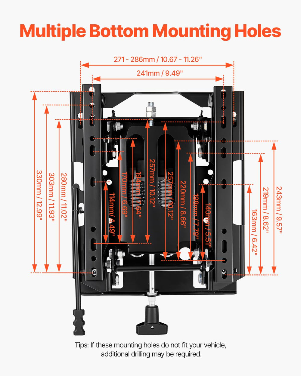 VEVOR Seat Suspension Kit with Seat Slider Track, Universal Air Ride Seat Sus...