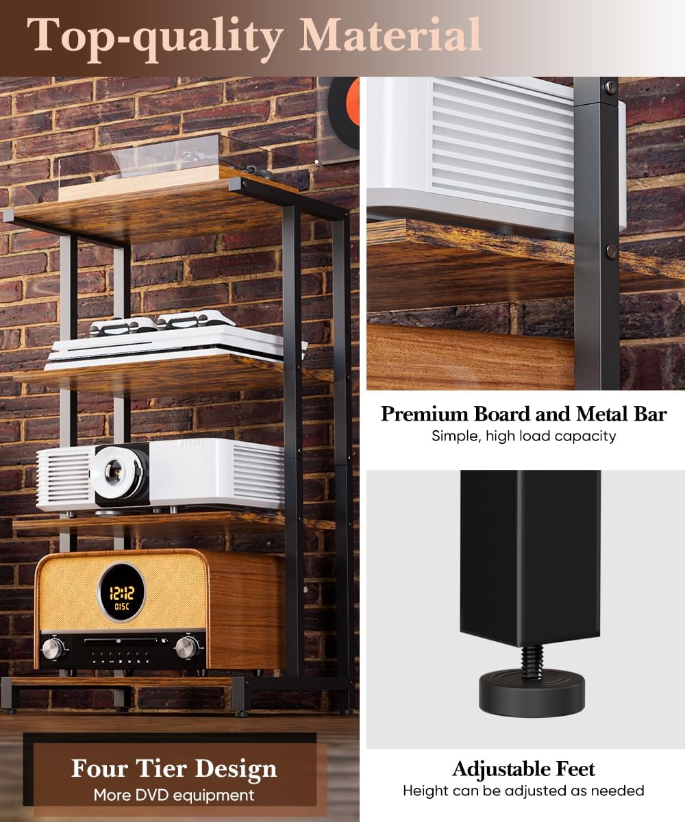17.3" Game Console Stand, 4-Tier Gaming Consoles Shelf for Living Room, ...