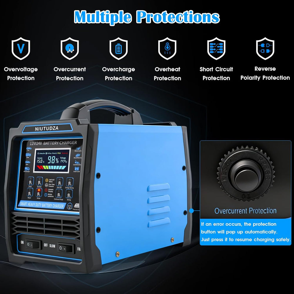 12V 24V Car Battery Charger Heavy Duty 0-15A Automatic Battery Maintainer
