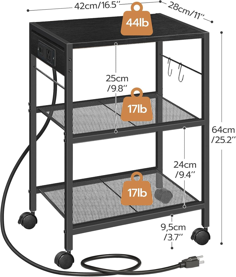 HOOBRO Industrial Printer Stand, 3-Tier Mobile Printer Table, Rolling Cart wi...