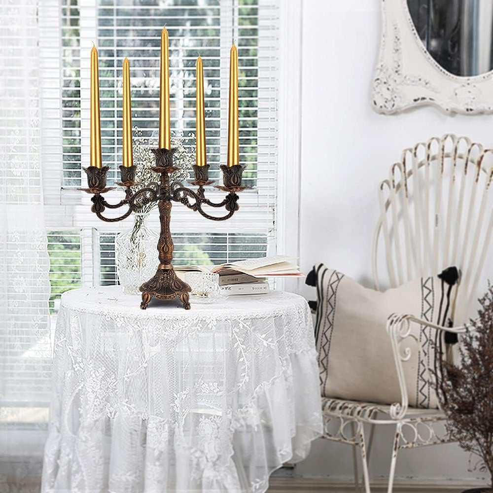 5-Candle Metal Candelabra 10.3 Inch Tall Candlestick Candle Holders for Home ...