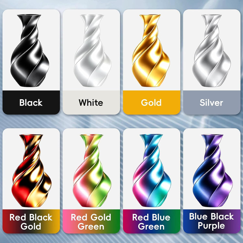 UGUESS Silk PLA+ 3D Printer Filament Bundle, 1.75mm Shiny Silk PLA+, 250g×8
