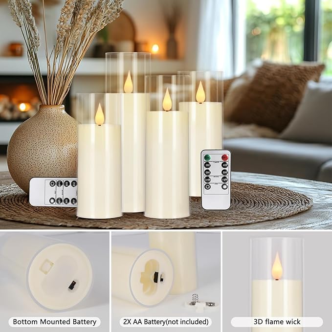 Flickering Flameless Candles Battery Operated with Remote,Led Pillar Candles ...