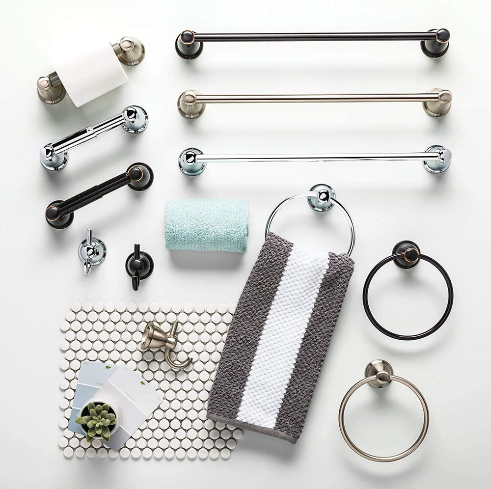 Franklin Brass 3-Piece Oil Rubbed Bronze Bathroom Set Towel Rack, Ring, Toile...