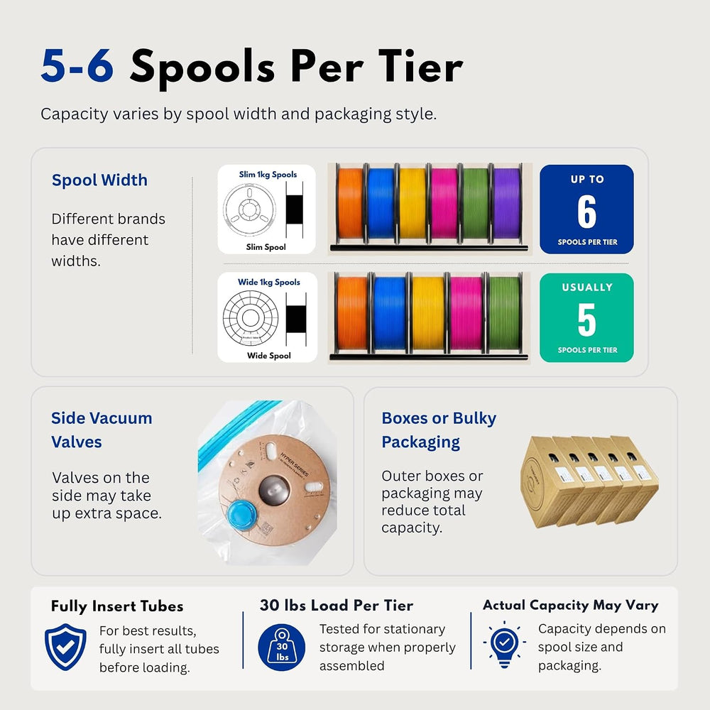 9-Tier 3D Printer Filament Storage Rack, Holds Up to 54 1kg Spools, Space-Sav...