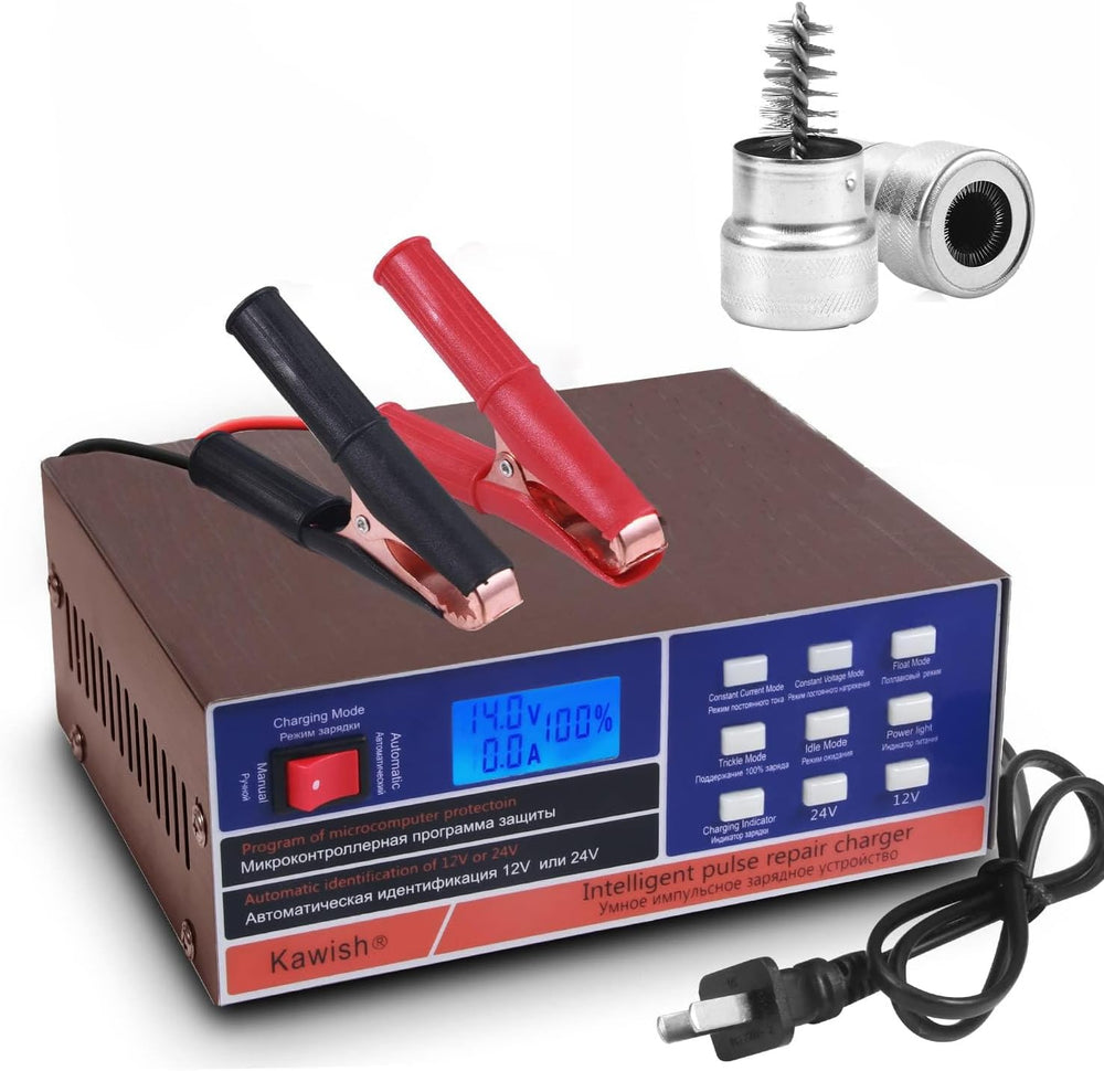 Full Automatic Car Battery Charger 12V/10A | 24V/7.5A Intelligent Pulse Repai...
