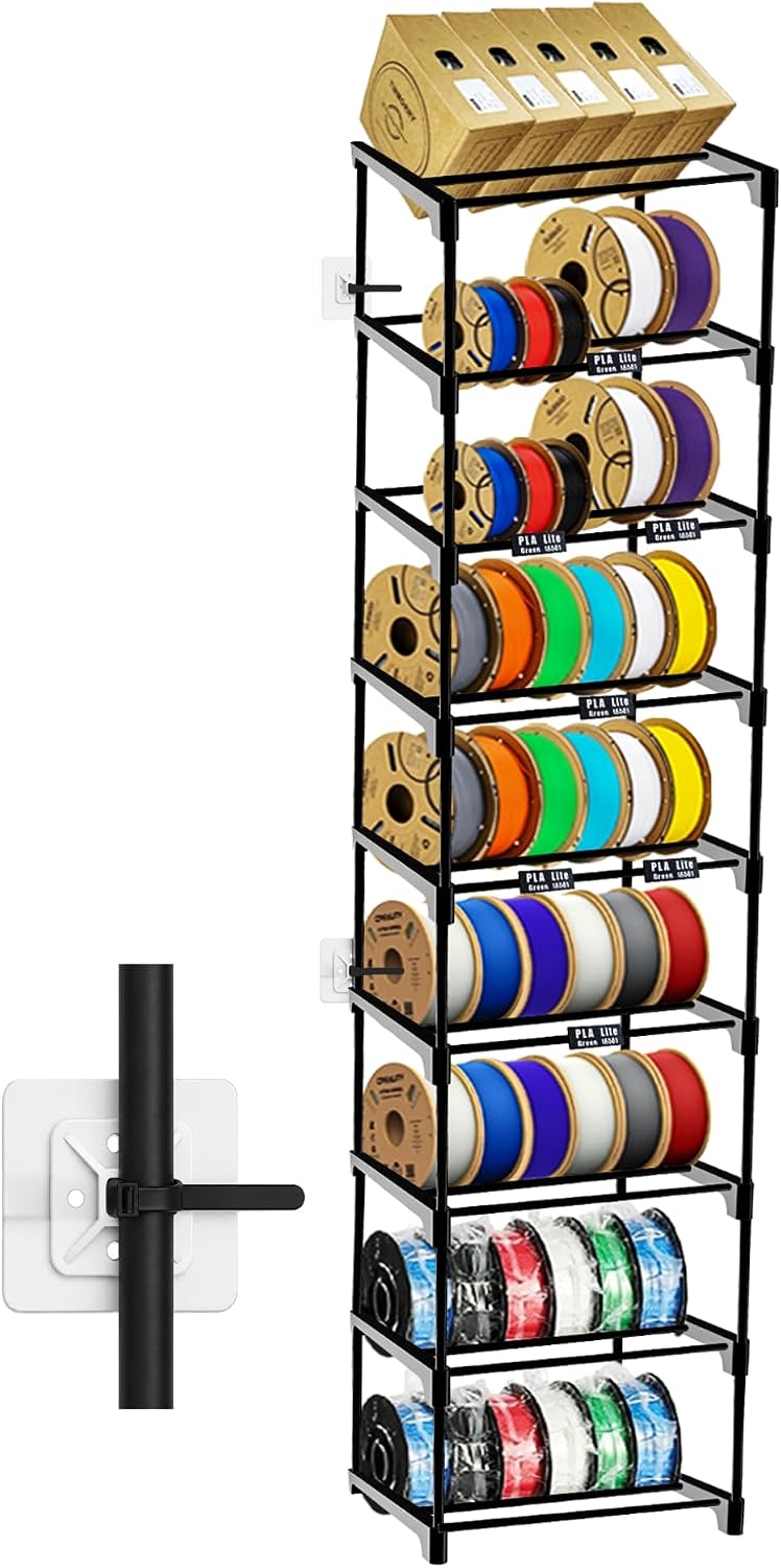 9-Tier 3D Printer Filament Storage Rack, Holds Up to 54 1kg Spools, Space-Sav...