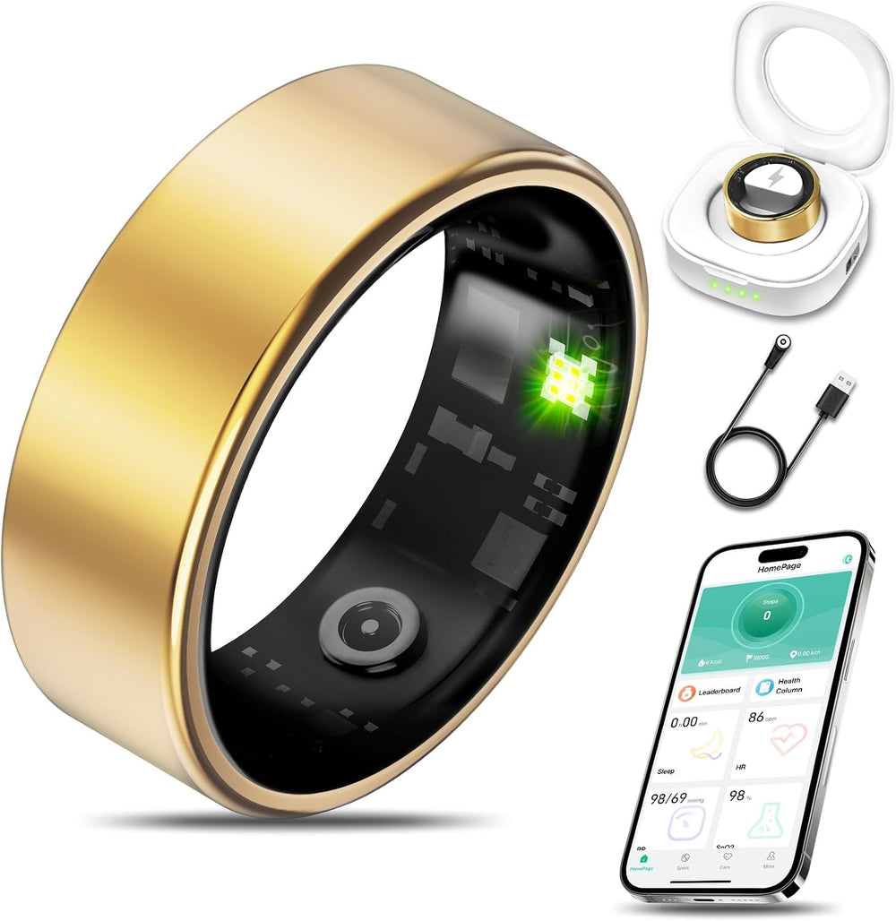 Smart Health Ring Fitness Tracker for Men Women, Gold 8
