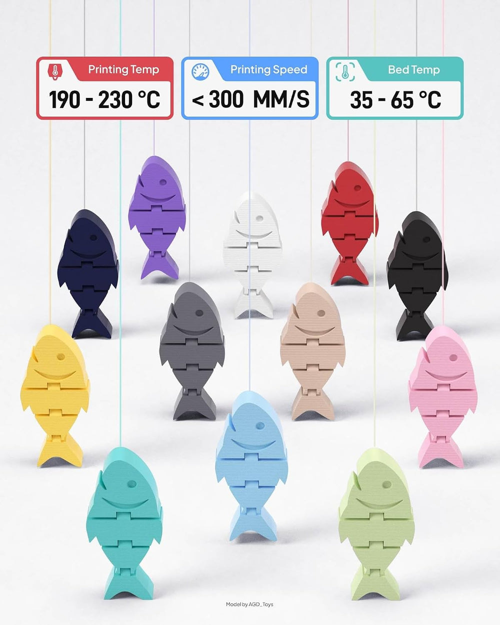 ELEGOO Matte PLA 3D Printer Filament 1.75mm Bundle 4KG Sunshine 4 Colors