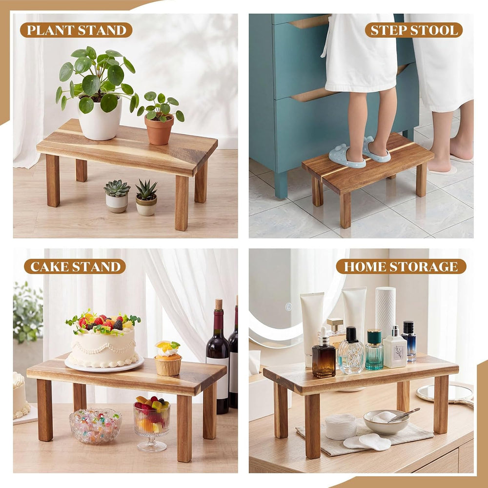16 Inches Kitchen Cabinet Counter Shelf Countertop Organizer Acacia Wooden