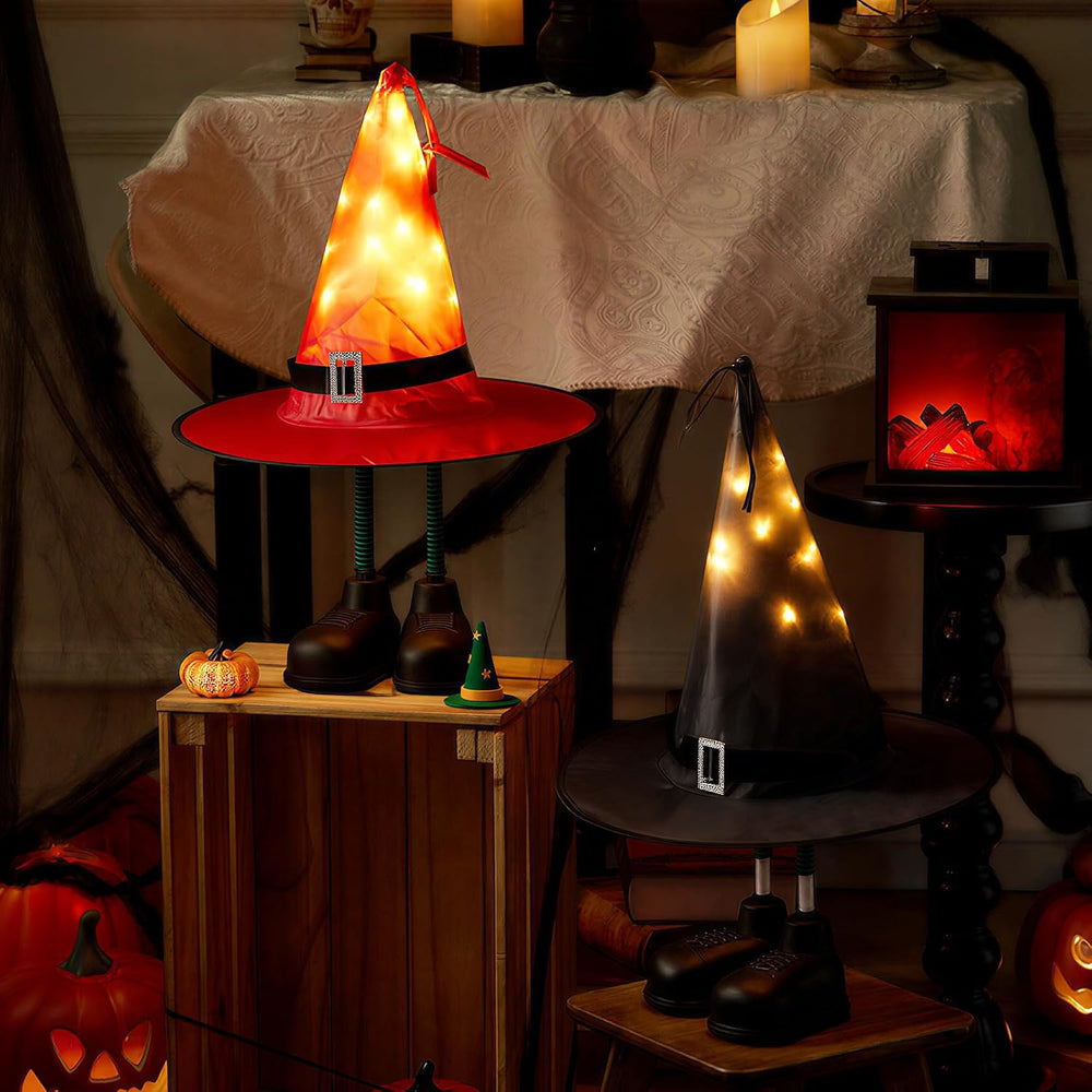 Halloween Decorations – 2 Pack Spooky Light Up Witch Hat Ornaments