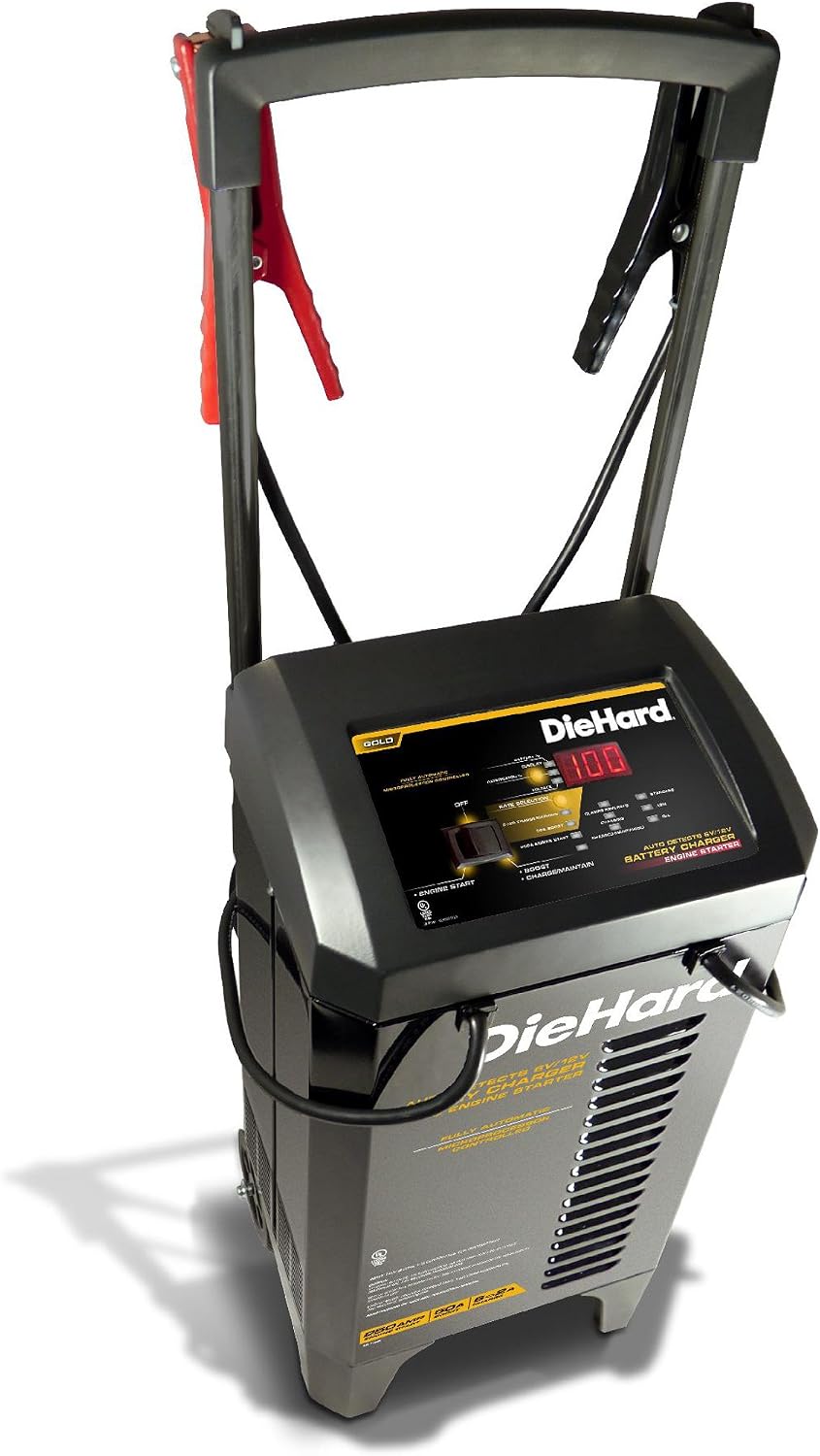 DieHard 71341 6/12V Gold Smart Wheel Battery Charger and 50/250A Maintainer