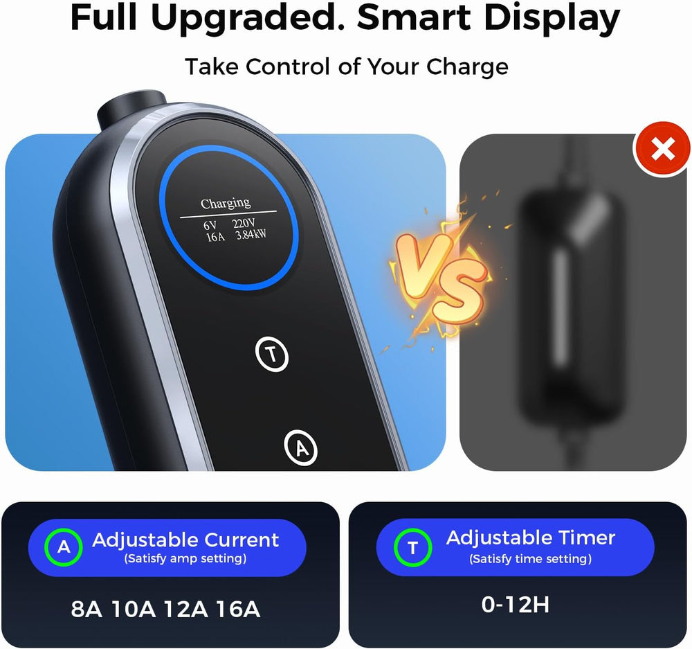 2026 New Level 1&2 EV Charger, 8-16Amp, 25FT Cord, J1772 EV/PHEVs
