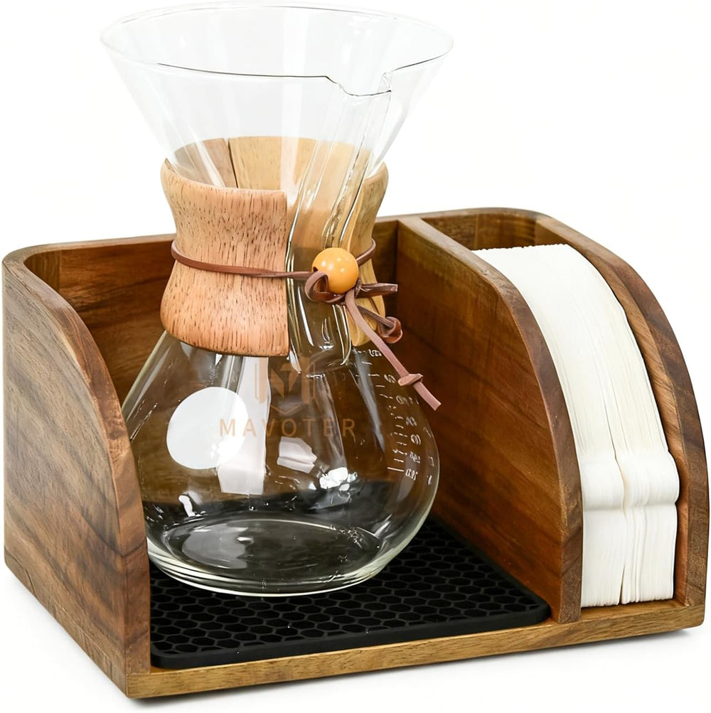 Acacia Coffee Caddy Station Organizer Stand for Chemex Pour Over Maker