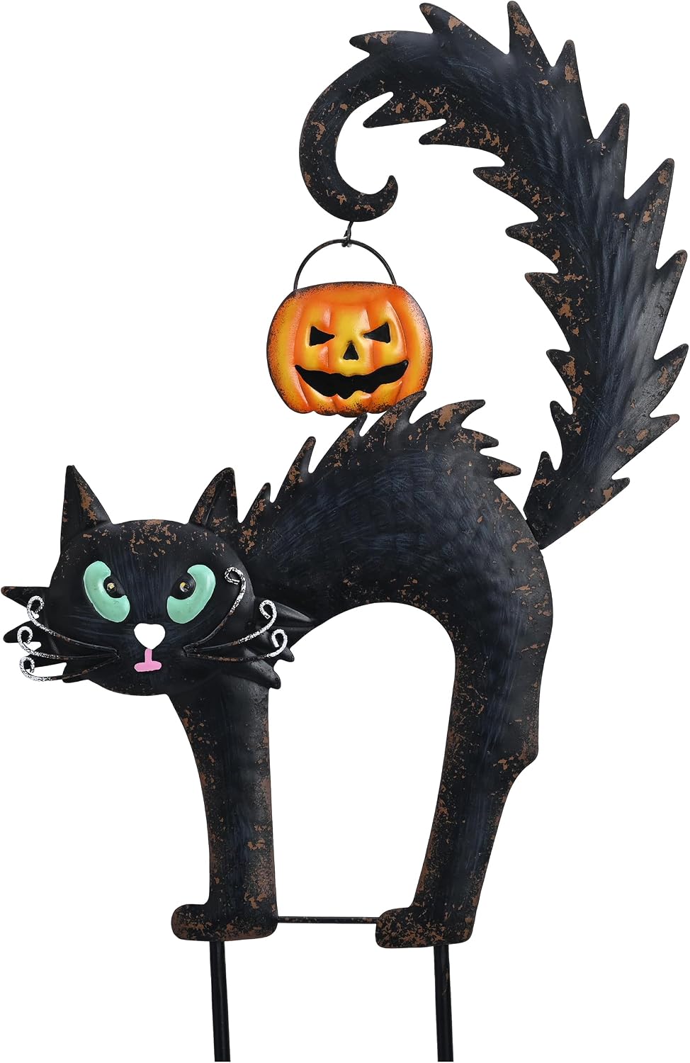TERESA'S COLLECTIONS Outdoor Halloween Decor Black Cat Solar Garden Stake