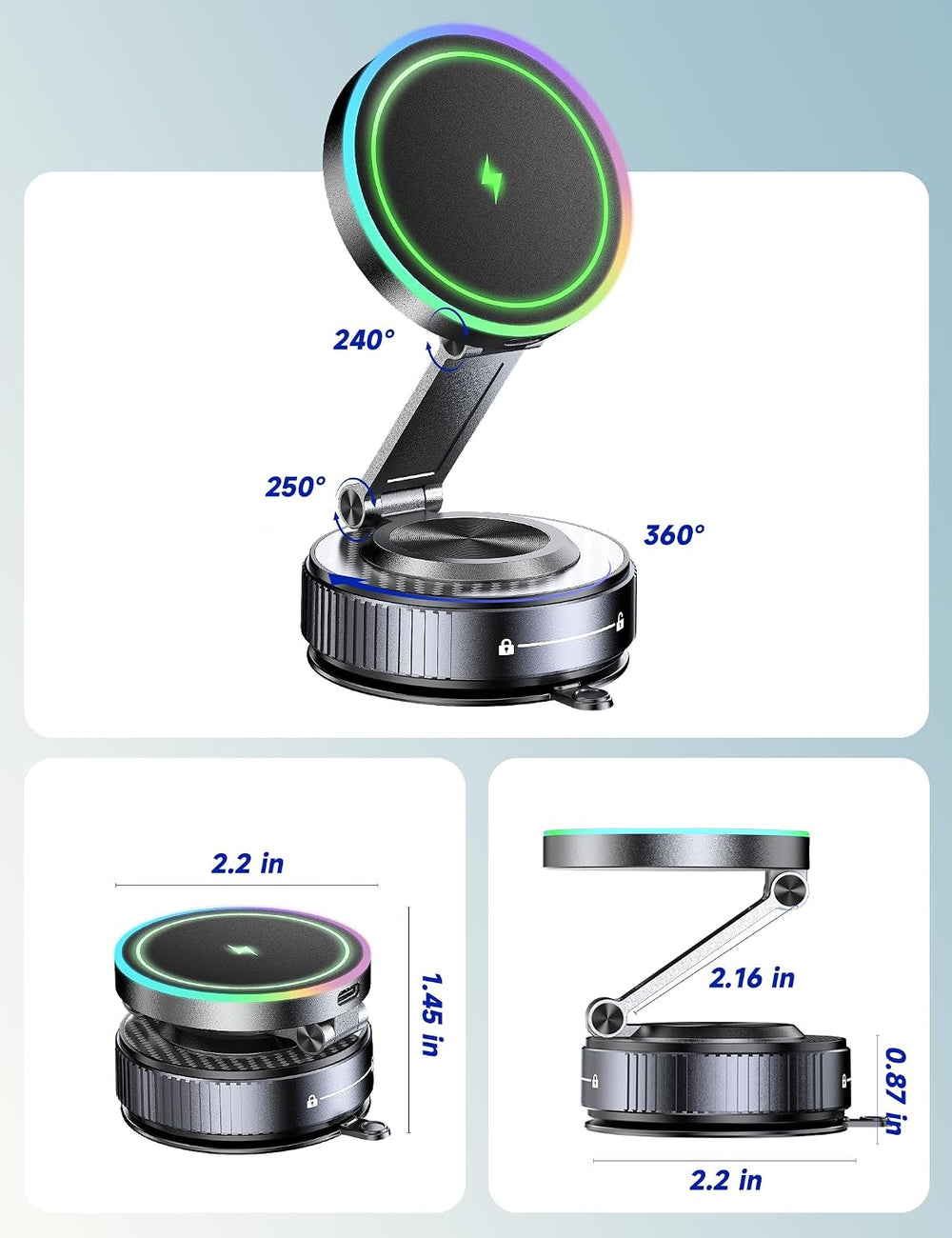 15W Magsafe Car Mount Charger, with 50W Faster Charging Adapter