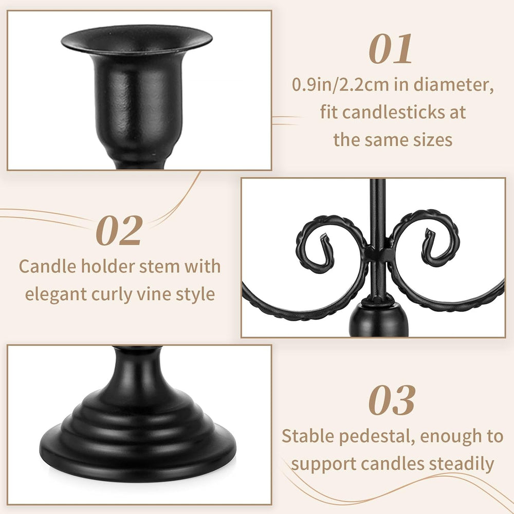 Sziqiqi Black Candelabra Candle Holder for Halloween, 3 Arms Candelabra