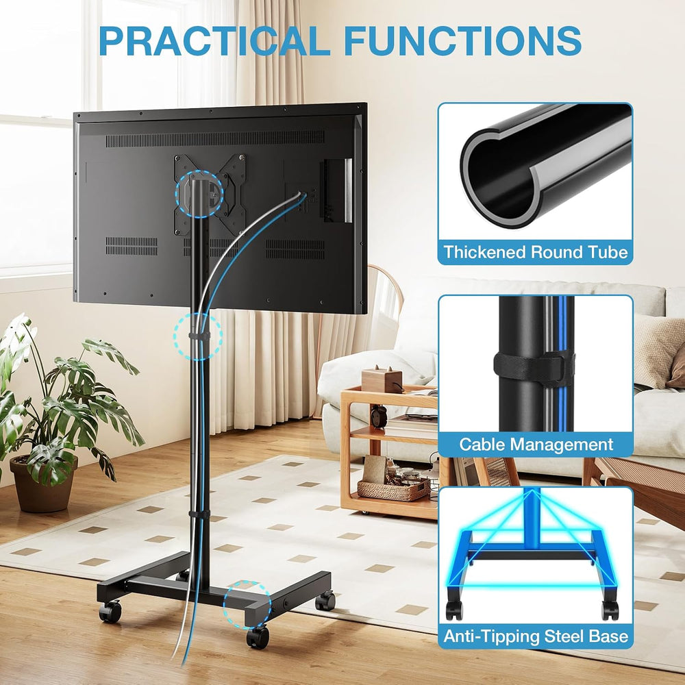 YOMT Rolling TV Stand for 13-50 Inch TVs, Support 90° Screen Rotation