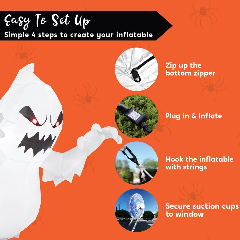 Joiedomi 4.5 FT Halloween Inflatable Ghost with Build-in LEDs, Blow Up Flying...