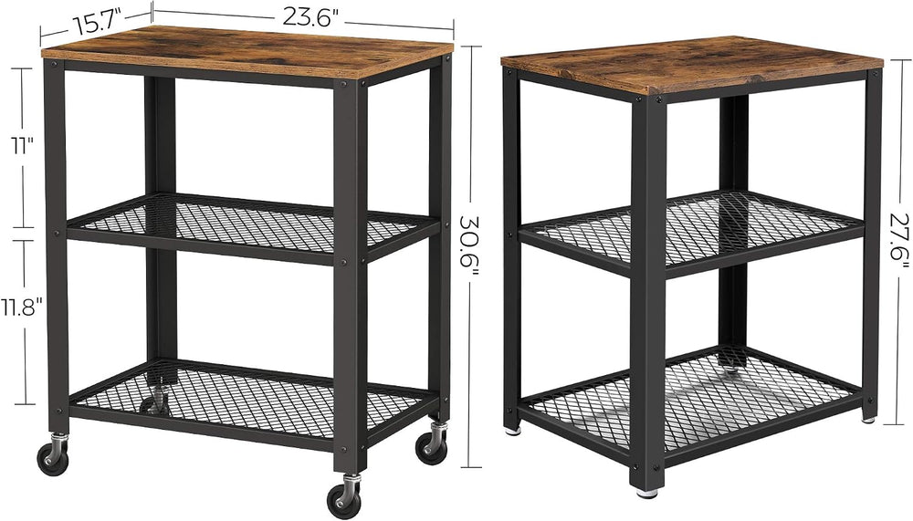 VASAGLE 3-Tier Serving Cart on Wheels with Storage