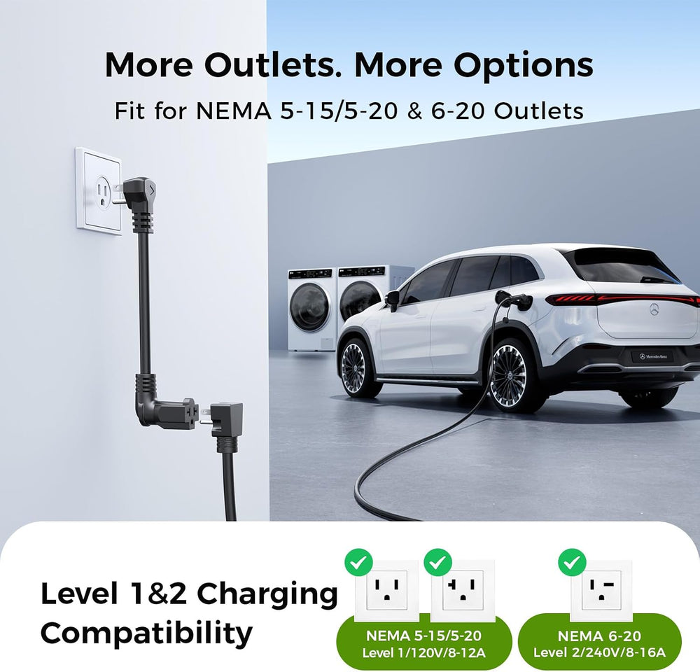 2026 New Level 1&2 EV Charger, 8-16Amp, 25FT Cord, J1772 EV/PHEVs