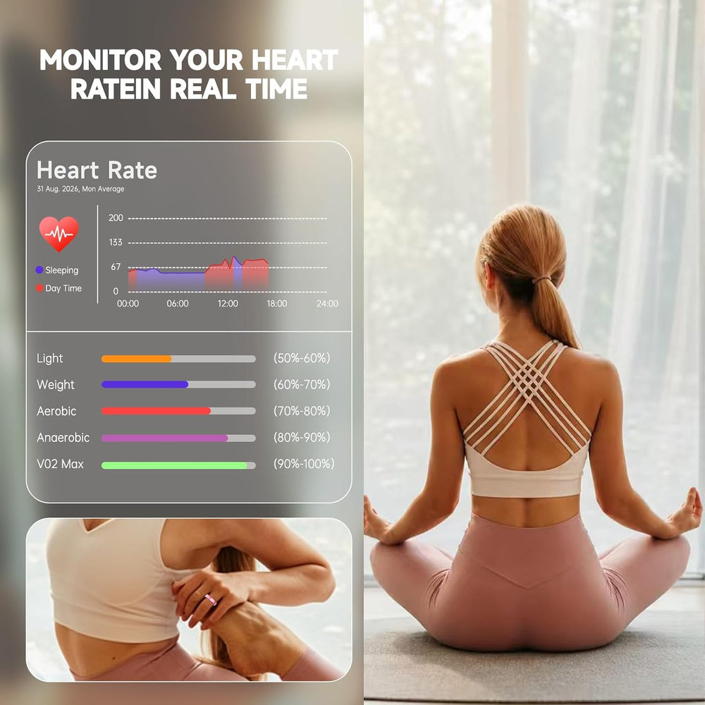 Smart Ring for Women & Men, AI Health Analysis, Thin Fitness Tracker Ring...