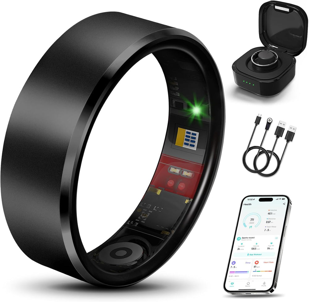 Smart Health Ring Fitness Tracker for Men Women, New Black 11