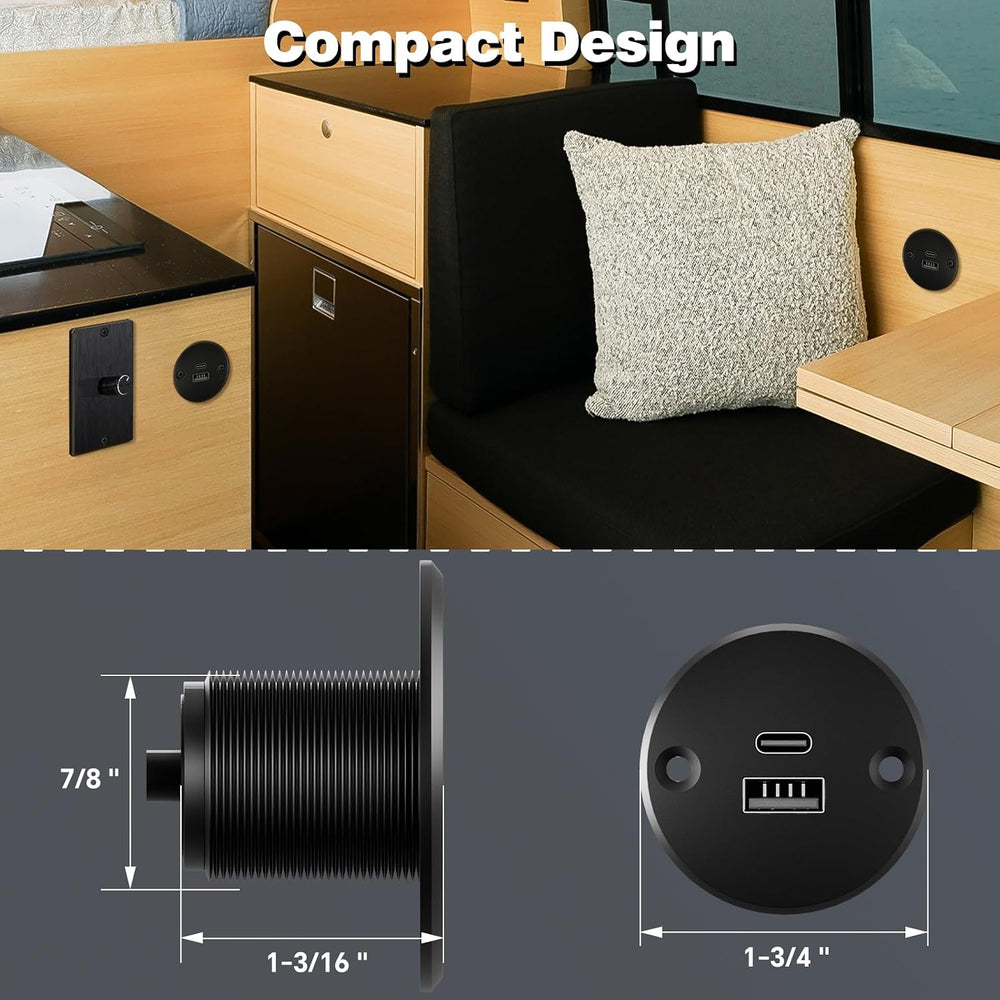 acegoo 24W 12V USB Outlet, Aluminum Fast Charging RV USB C Charger