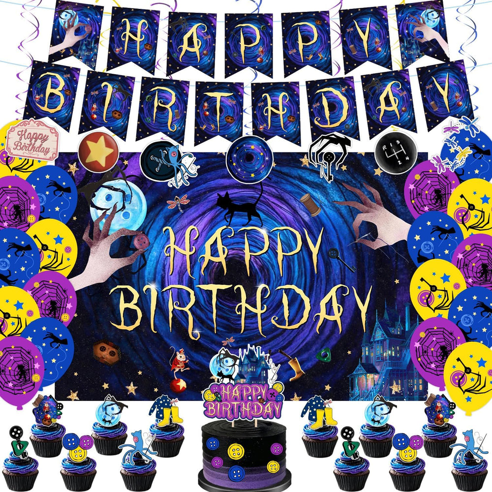 40Pcs Horror Birthday Party Decorations Blue Purple Theme Birthday Party Supp...