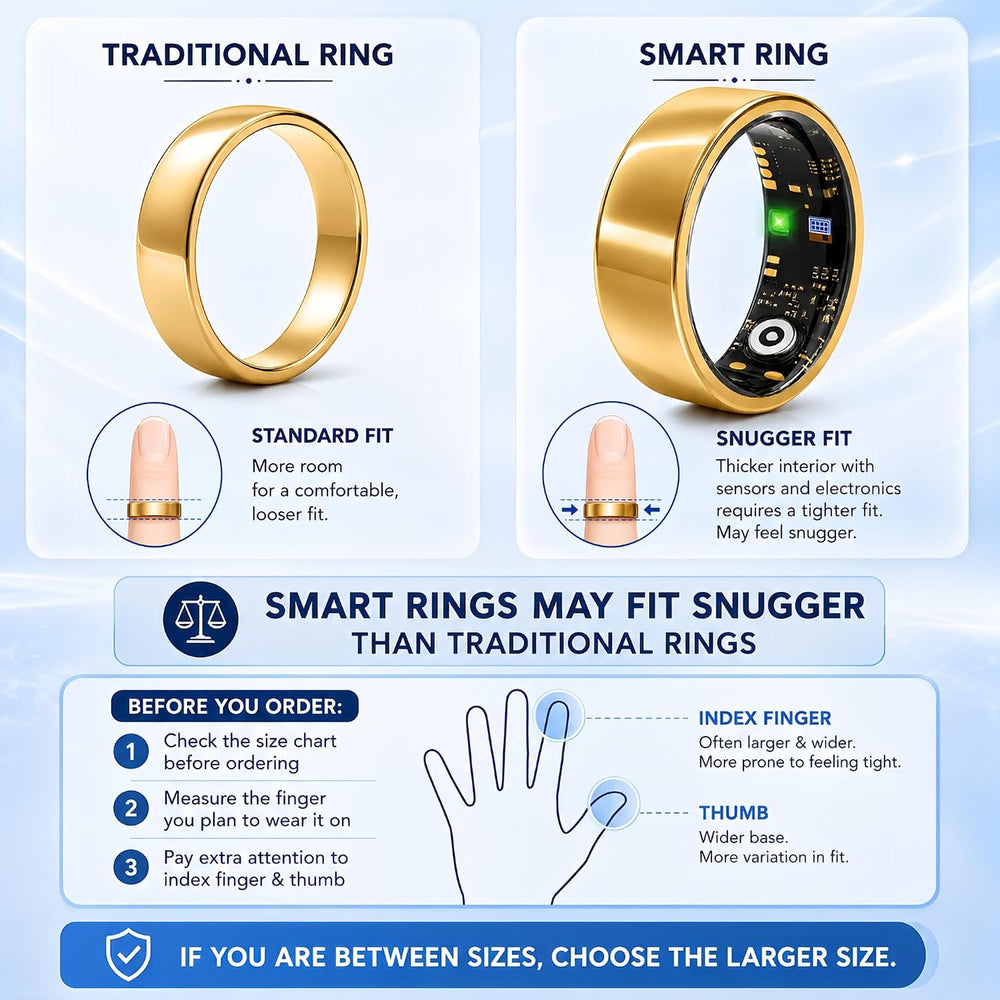 Smart Ring for Women & Men, Sleep and Fitness Tracker (Gold, 7)