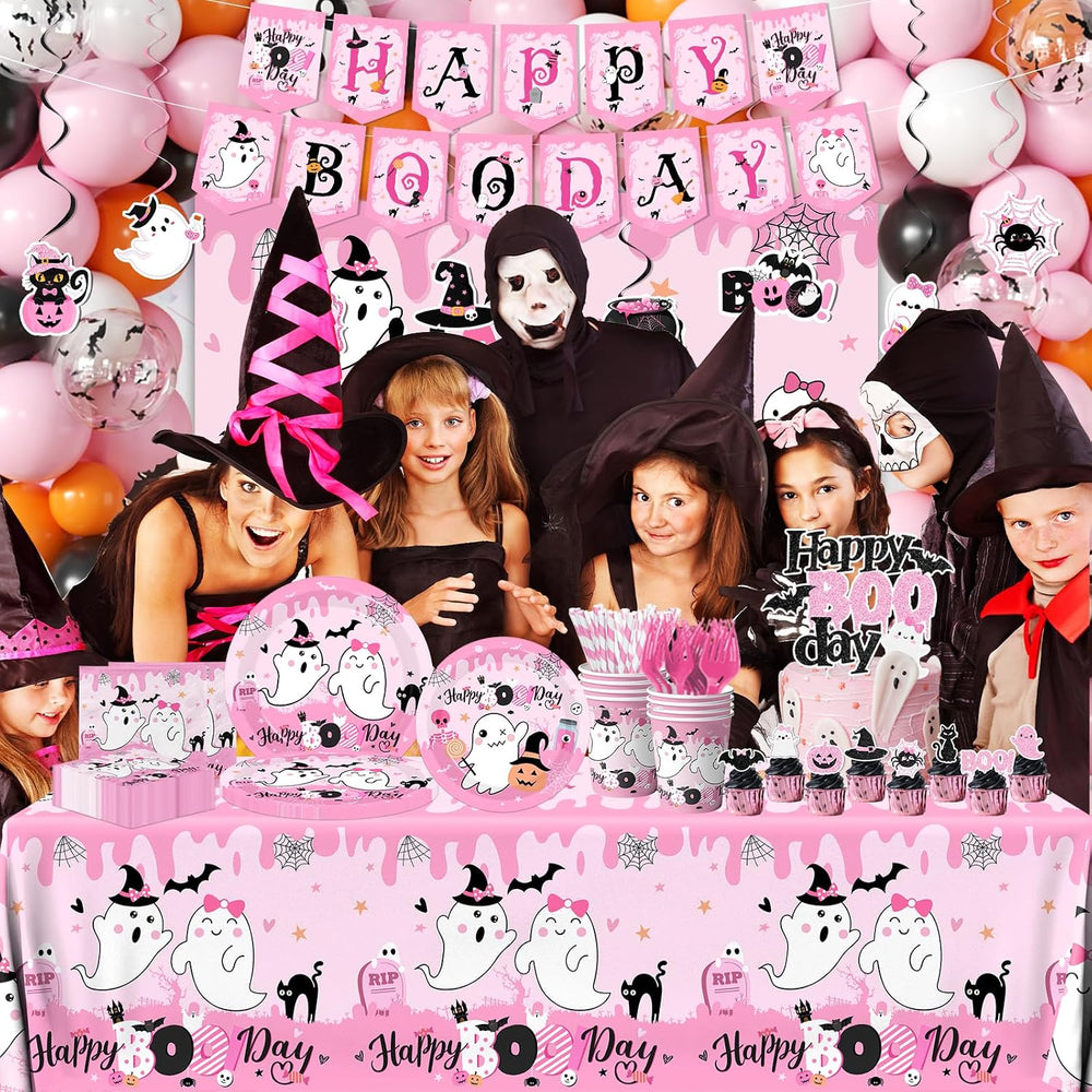 Halloween Birthday Party Decorations Serve 24, Pink Halloween Tableware