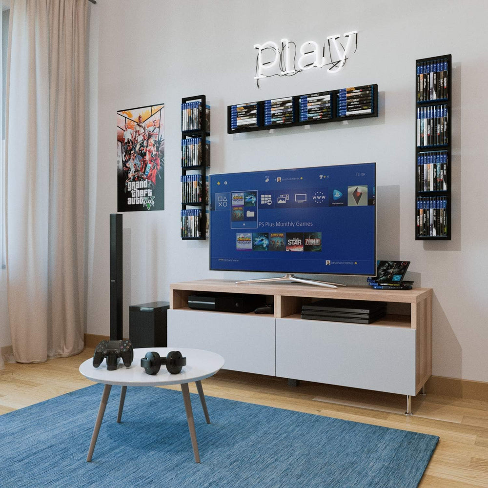 You Have Space Black Floating Shelves for Wall, 34 Inch Video Games CD DVD St...