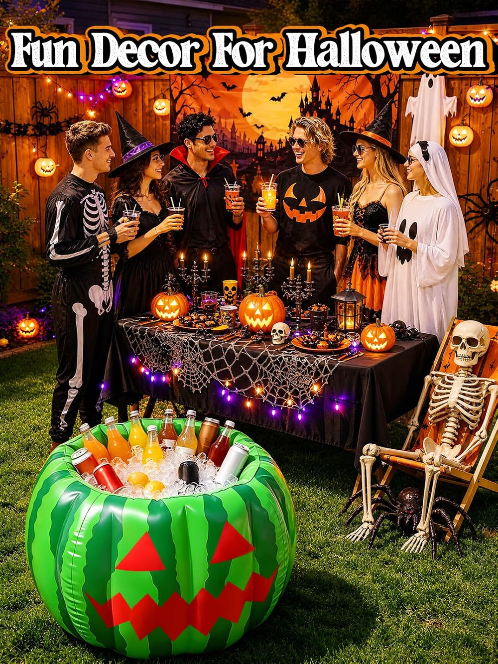 Cosweet Halloween Watermelon Ice Bucket for Party Supplies Drinks, 30"x2...