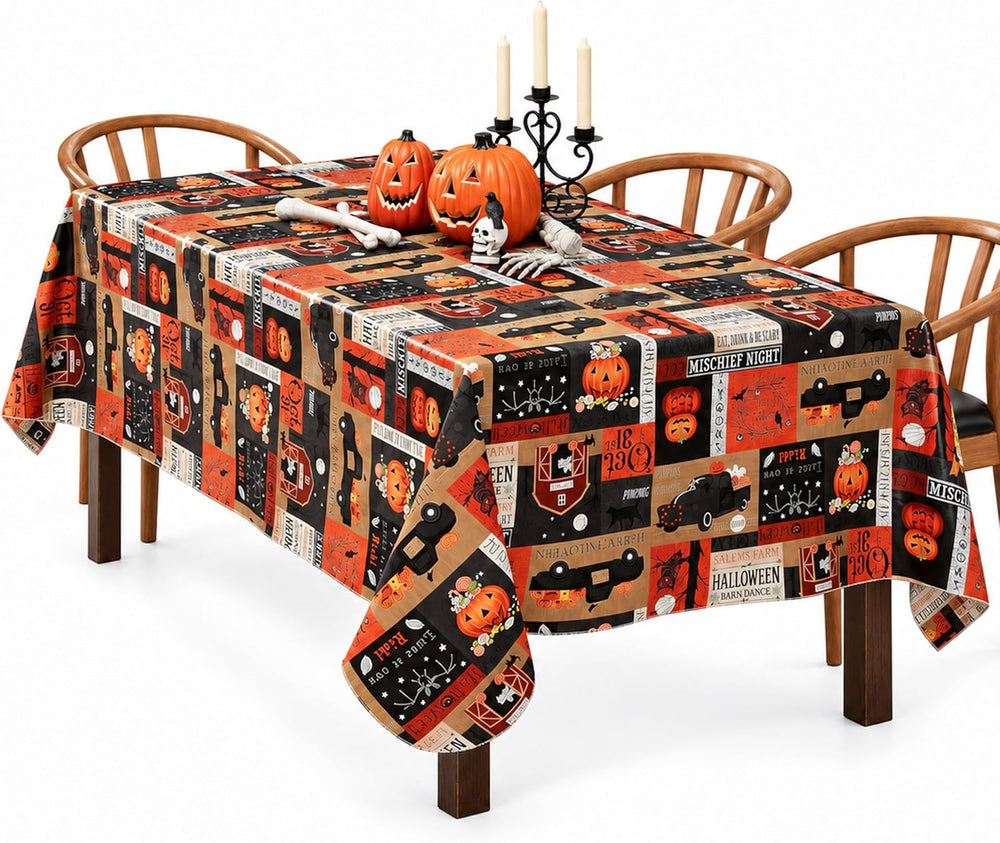 Newbridge Halloween Rustic Spooky Farm 60 x 120 Inch Rectangle Vinyl Tableclo...