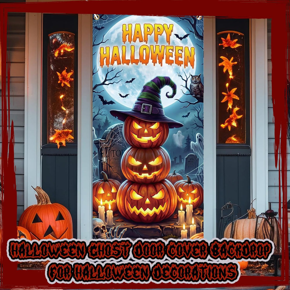 Preboun 6 Pcs Halloween Door Cover, 35 x 78 Inch Hanging Banner