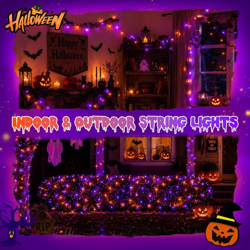 QITONG 165ft 500 LED Orange and Purple Halloween Lights Outdoor Waterproof, S...
