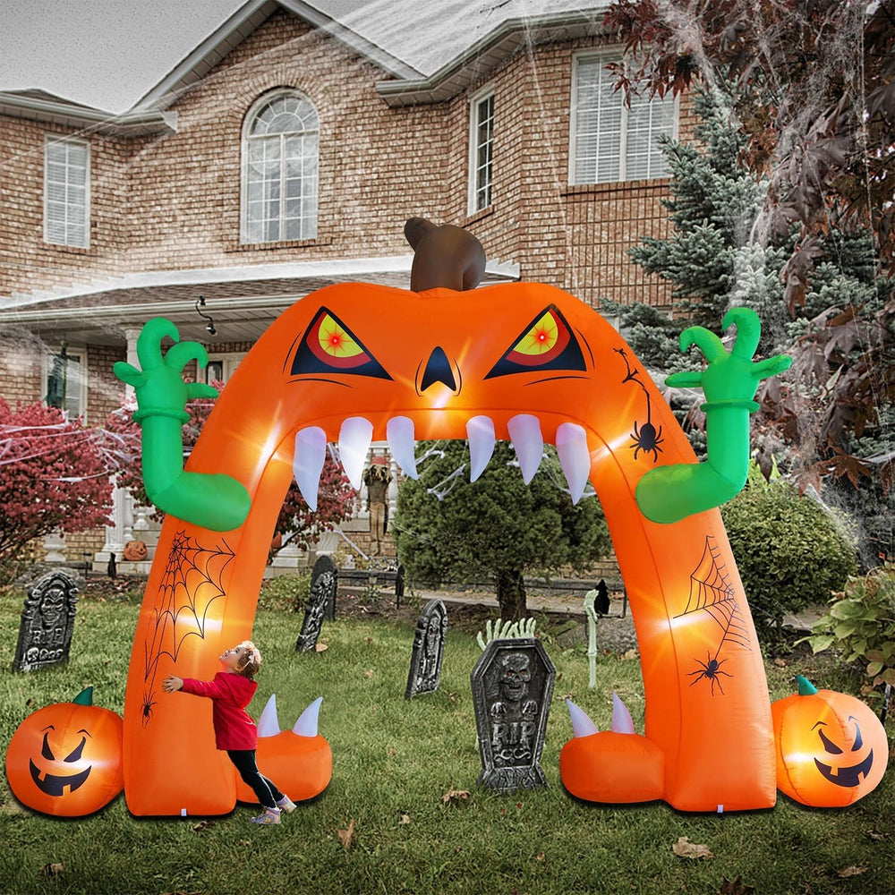 Juegoal Halloween Inflatable Lighted Pumpkin Archway 13 FT(L) x 10 FT(H), Gia...