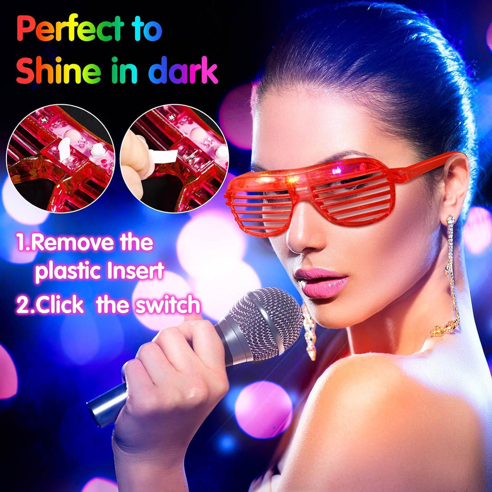 Honoson 102 Pcs LED Light Up Glasses, Glow Shutter Glasses, Glow in the Dark ...