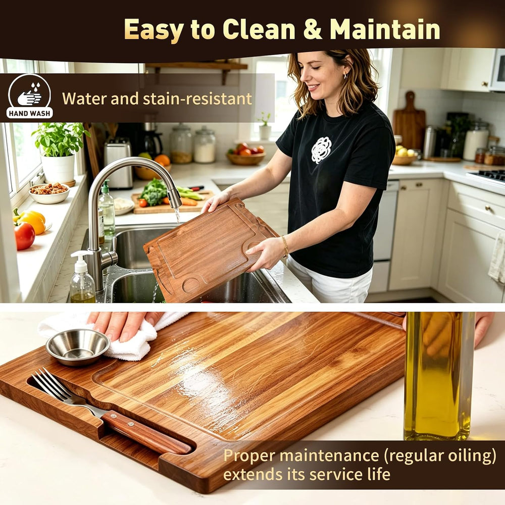 Acacia Wooden Steak Board Set Carnivore Cutting Board Plate for Eating