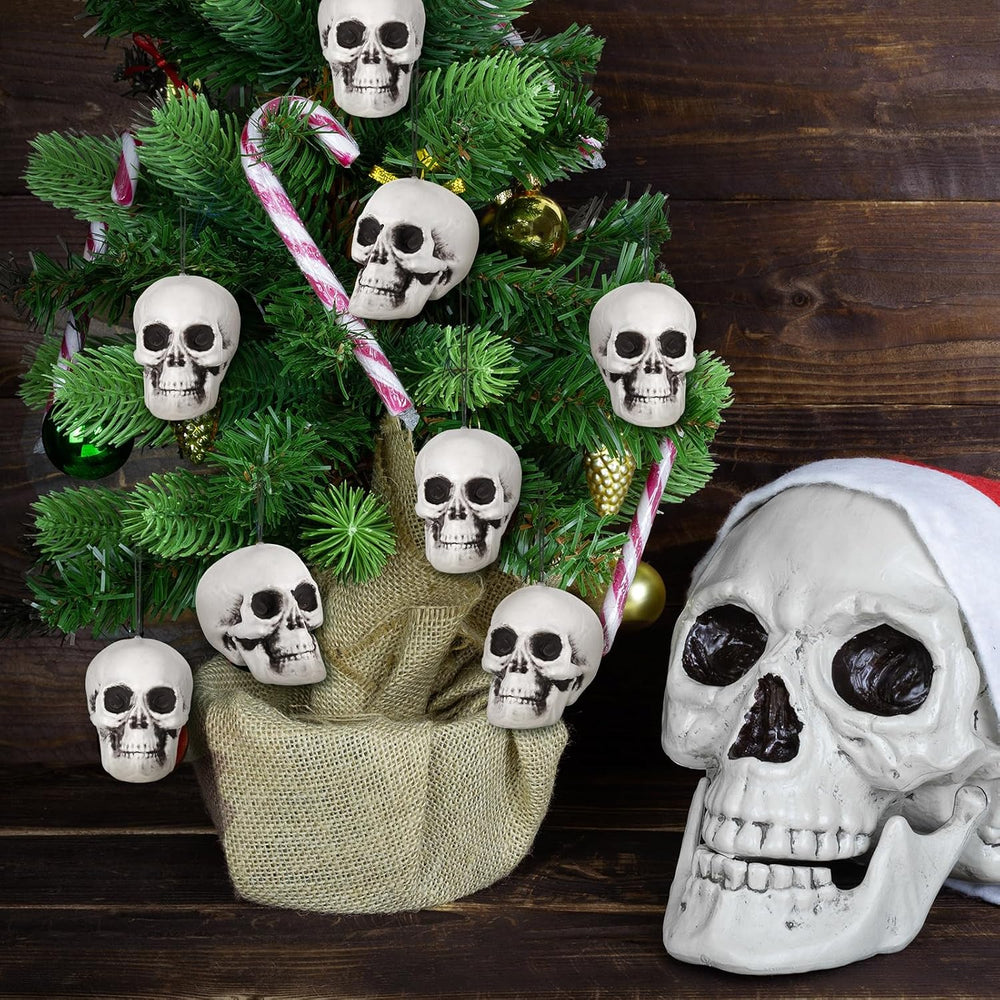 Lenwen 24 Pcs Skull Halloween Hanging Tree Ornaments, 3.15x2.8x2.17''