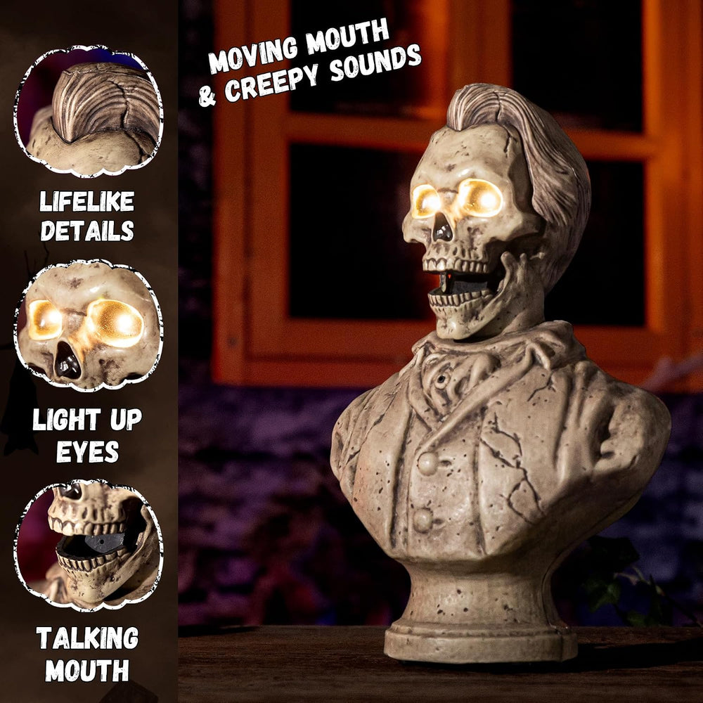 Halloween Animatronics Talking Stone Statue Decorations, Animated Props with ...