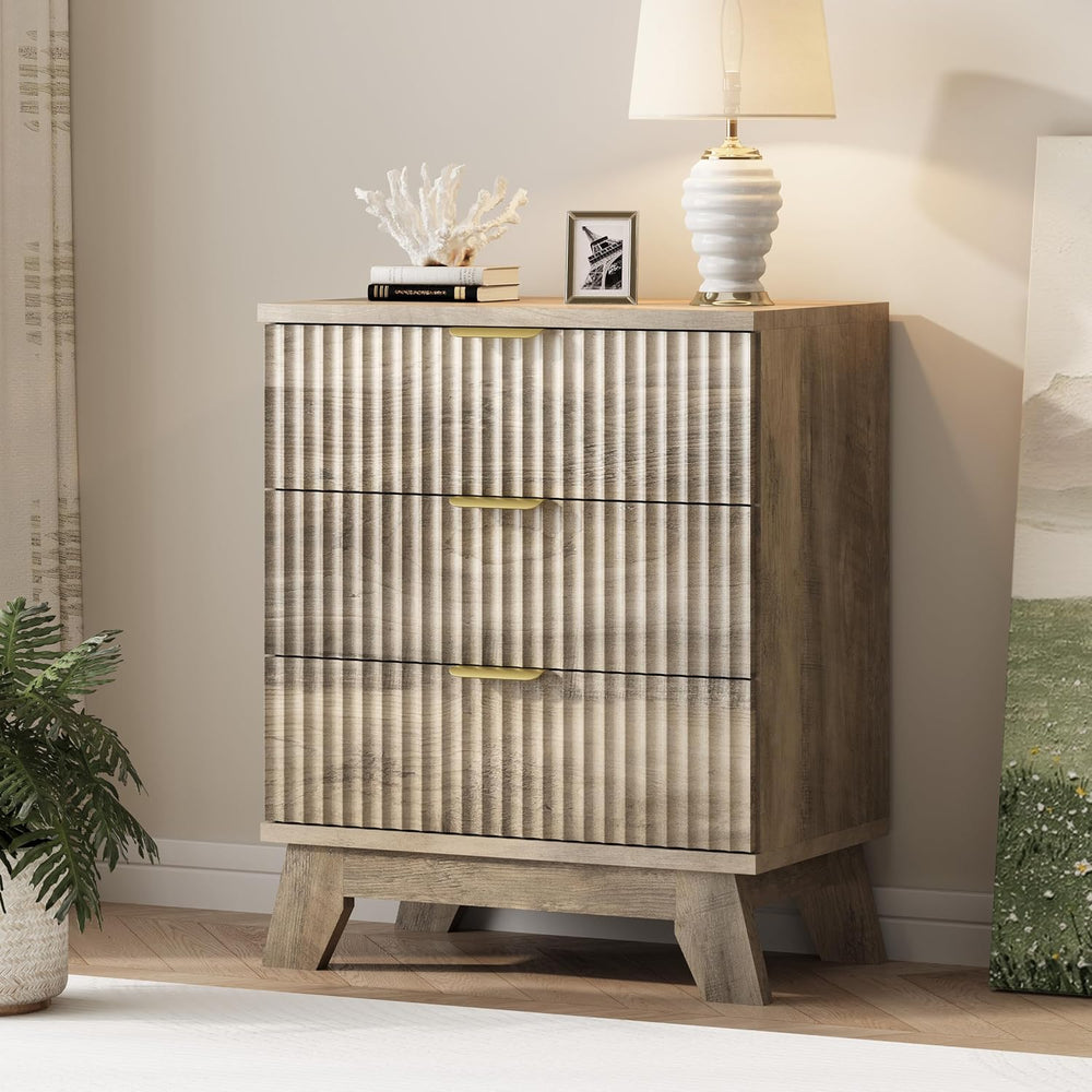 Xixini Fluted Dresser for Bedroom with 3 Drawers, 24" Wide Modern Chest ...