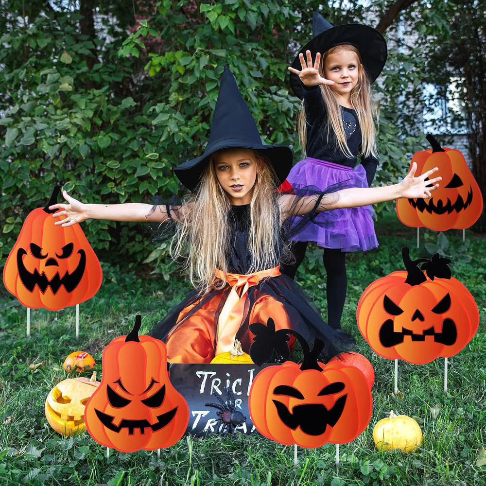 Barydat 12 Pcs Halloween Yard Signs Pumpkin Yard Stakes Decoration Outdoor De...
