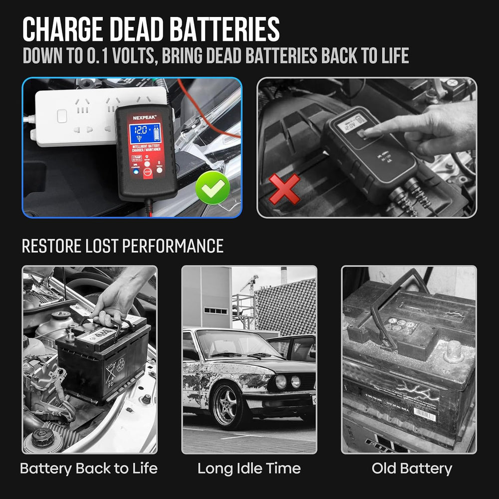2-Pack 1.75A Car Battery Charger 6V &12V Battery Maintainer Trickle Charger