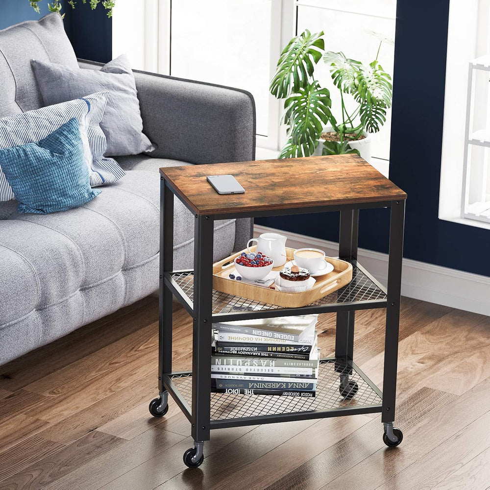 VASAGLE 3-Tier Serving Cart on Wheels with Storage
