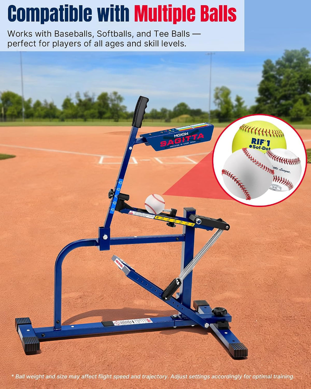 MOXOW Sagitta Manual Baseball & Softball Pitching Machine with Ball Caddy...