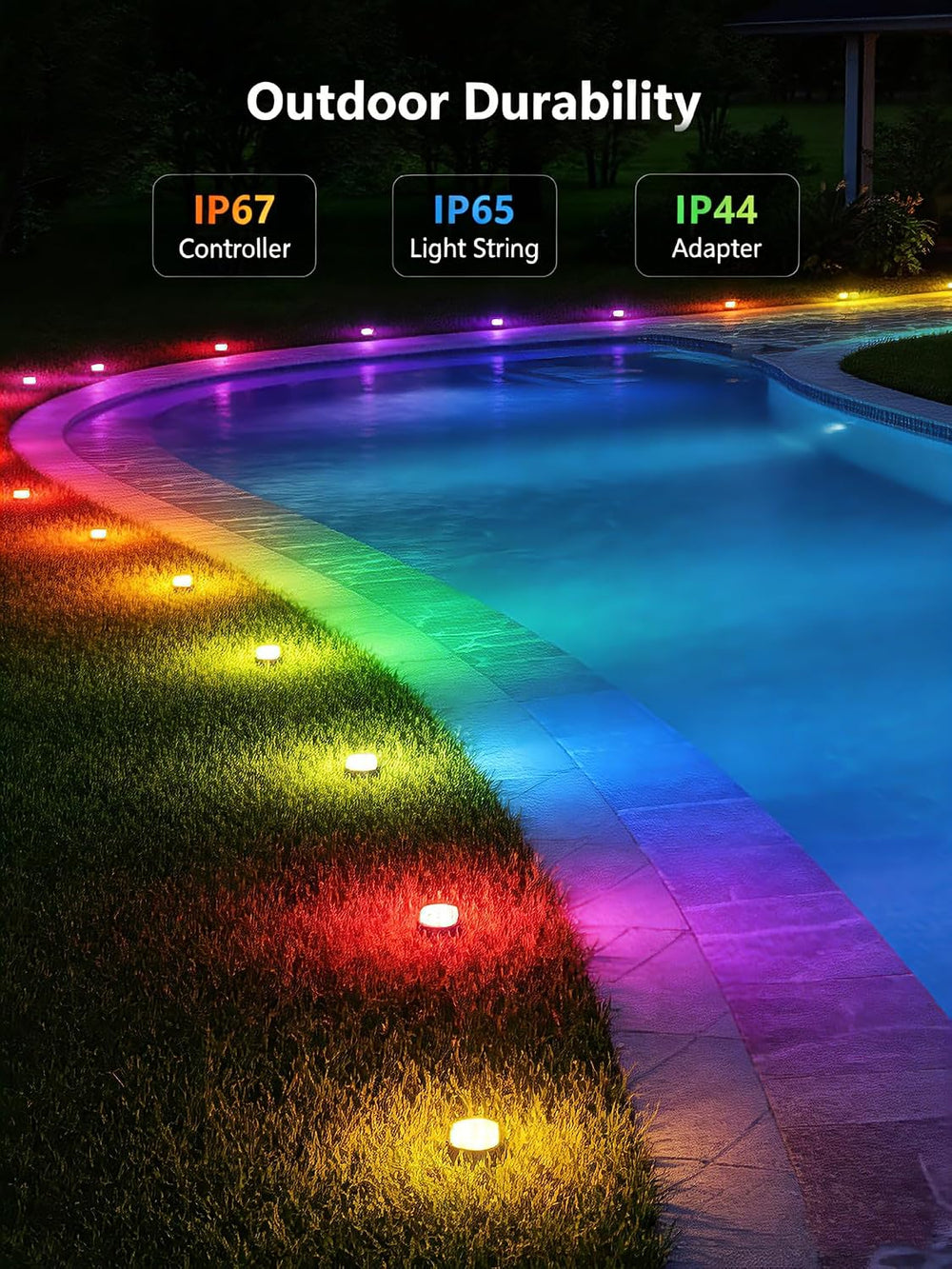 Brizled Halloween Lights Outdoor, 50ft Color Changing Smart Ground Lights