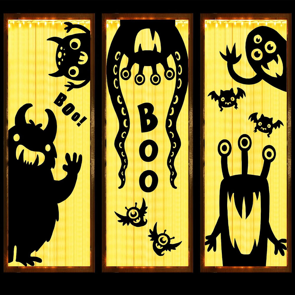 JOYIN 6Pcs Halloween Decorations Window Covers Clings, Monster Novelty Cute W...